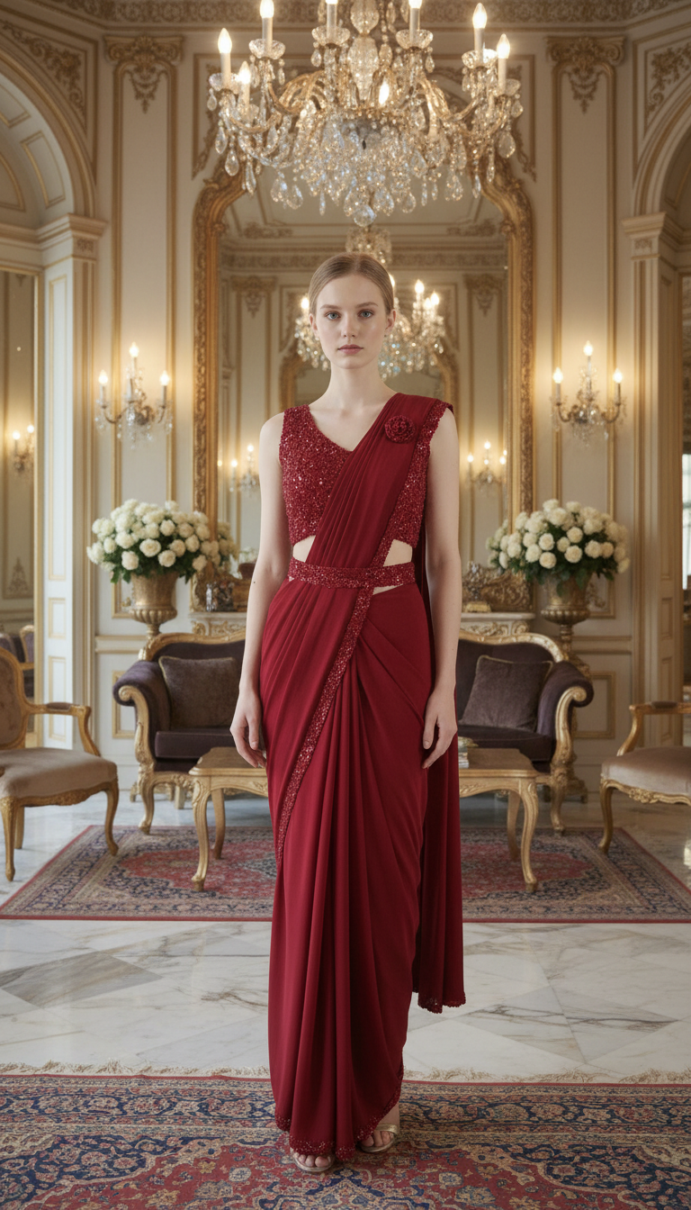 Drape saree with blent | FREE SIZE TILL XXL (42)