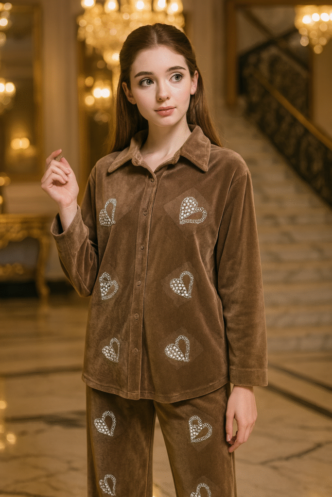 Velvet  big size studied coat set