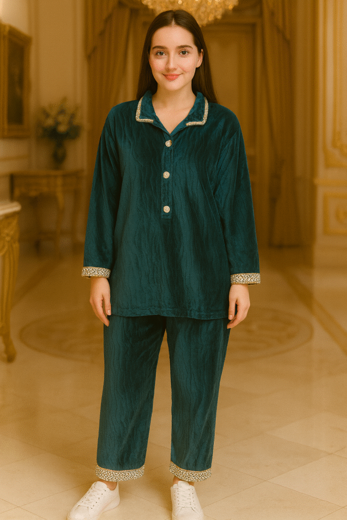 velvet coat set  Size free size till to XXL (44)