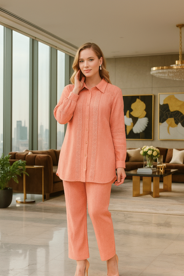 Wrinkle Flora Lace Cord Set | Free Size Till 3XL (46) – 5XL (50)