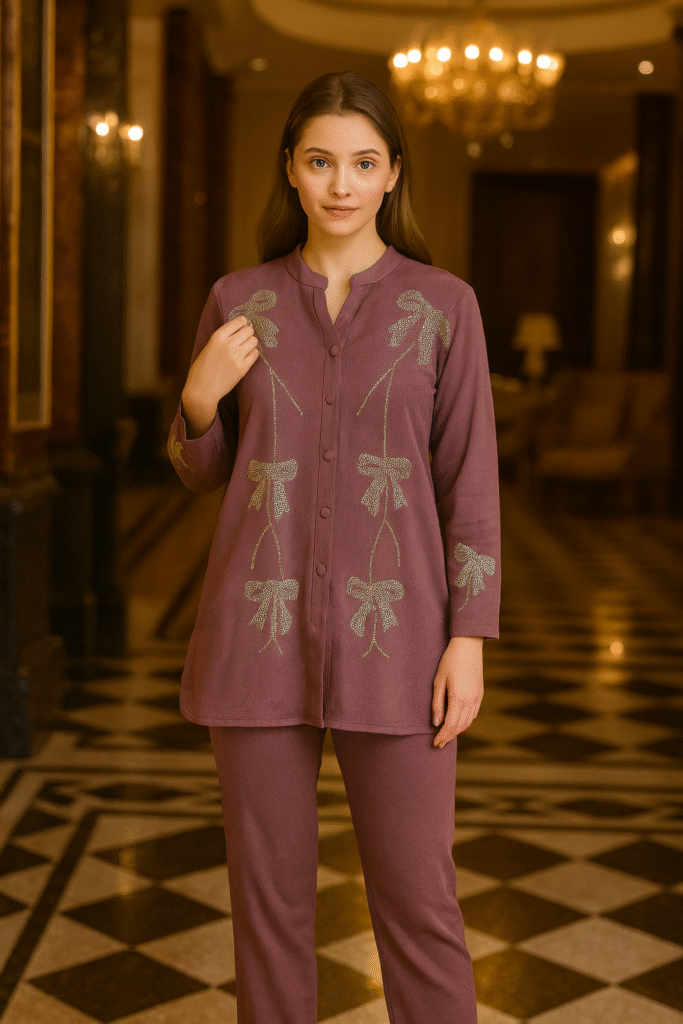 Big bow woolen coat set free size till to 3XL (46)