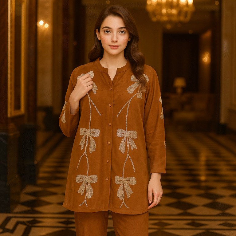 Big bow woolen coat set free size till to 3XL (46)