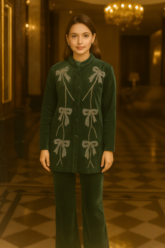 Big bow woolen coat set free size till to 3XL (46)