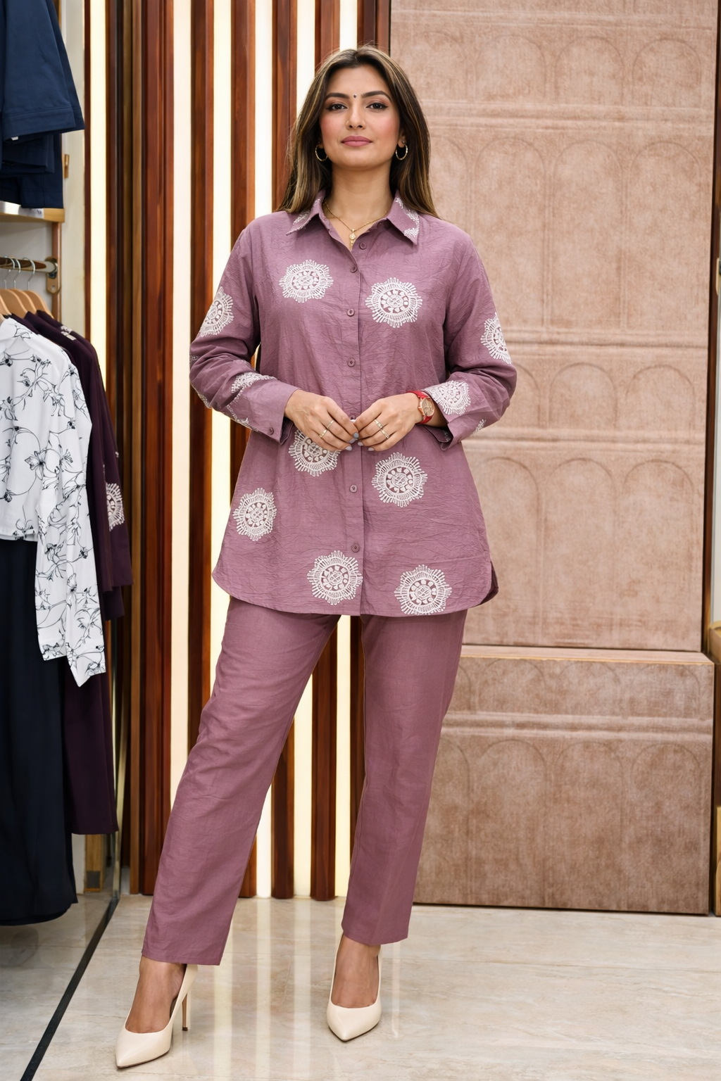 THREAD WORK SHIRT STYL CORDSET