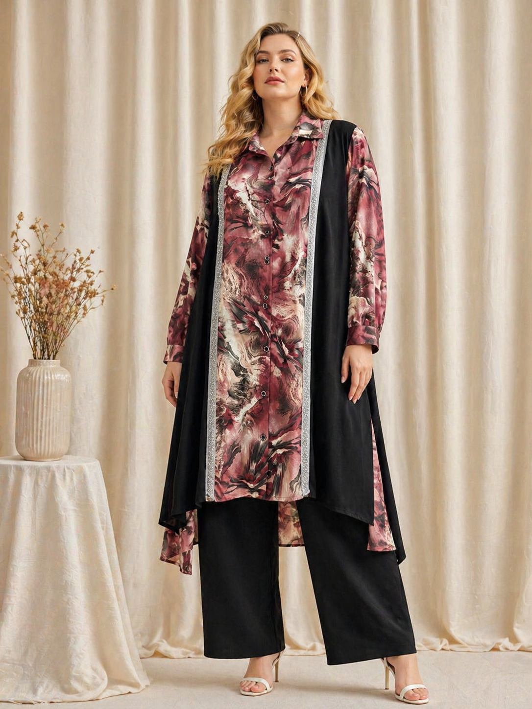 Abstract Print Poly Crepe Co-ord Set