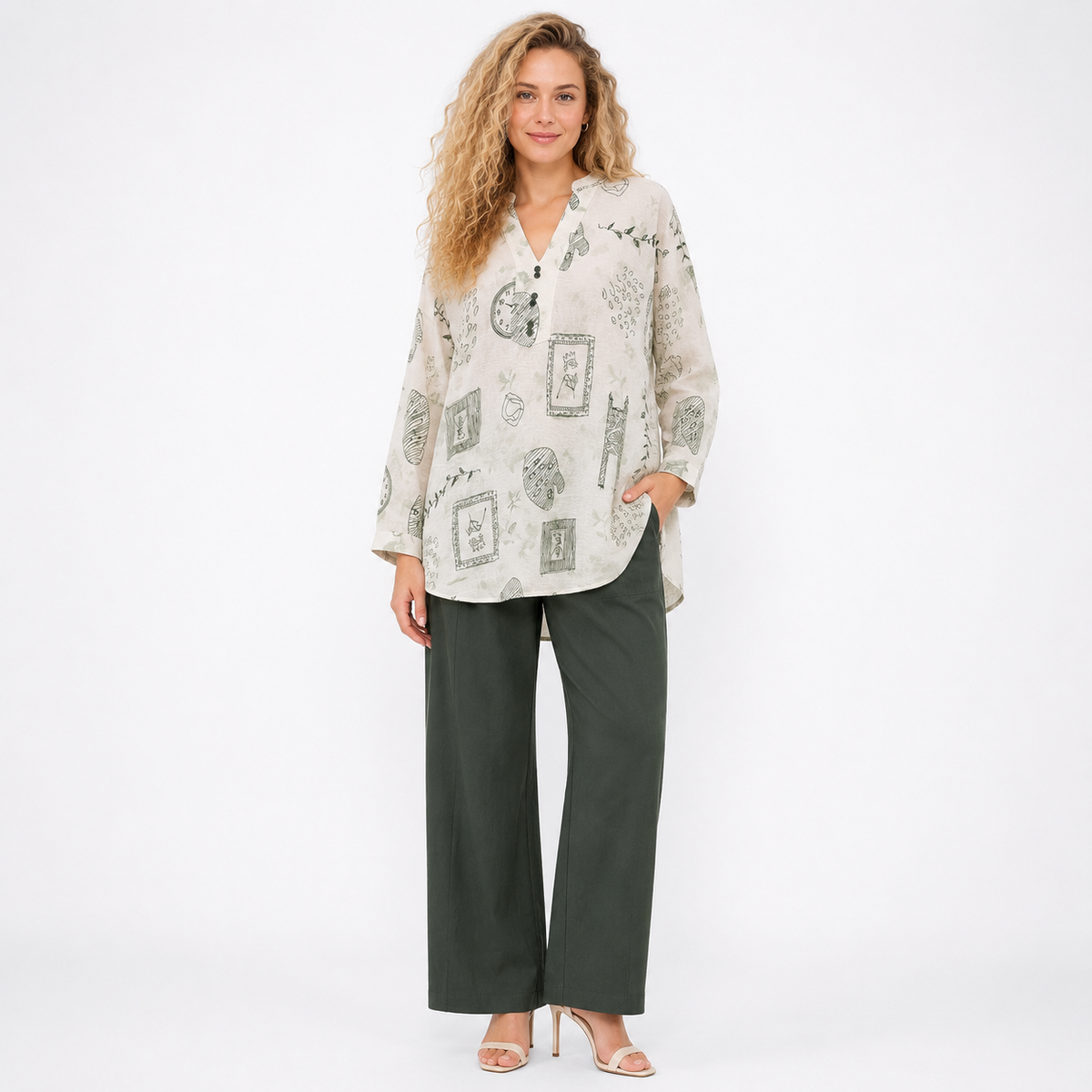 printed contrast plus size cord set