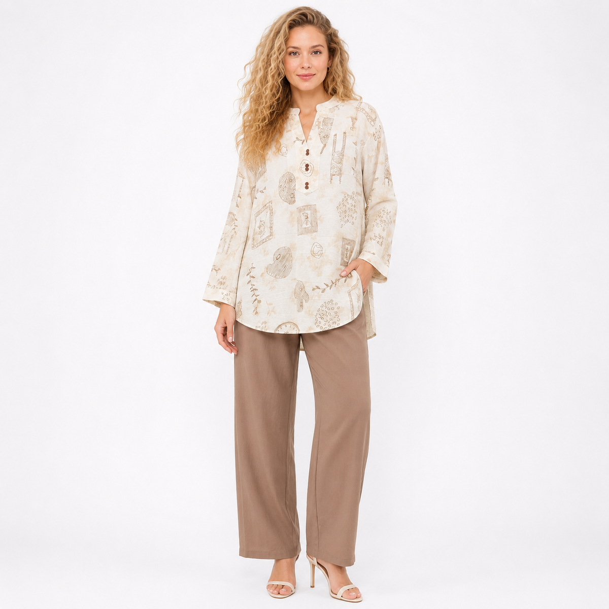 printed contrast plus size cord set