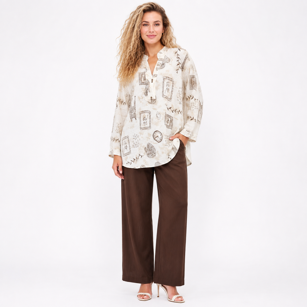 printed contrast plus size cord set