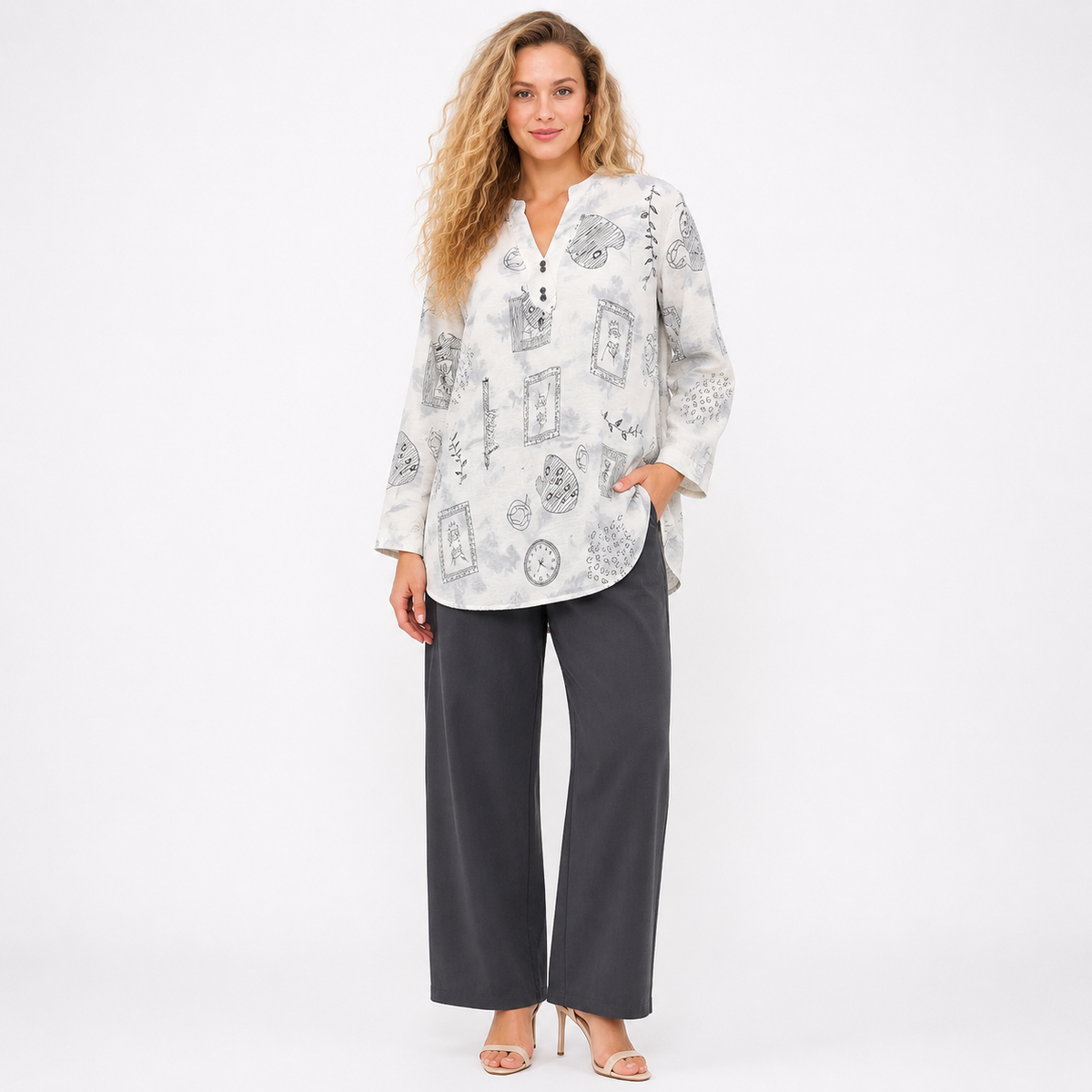 printed contrast plus size cord set