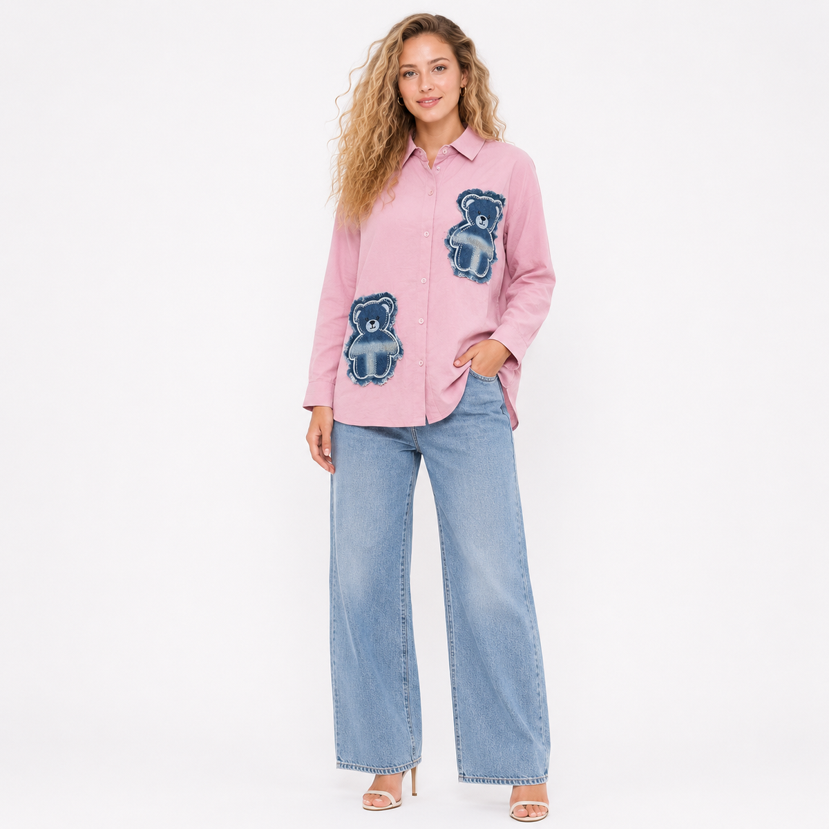denim teddy cotton shirt with bust inner