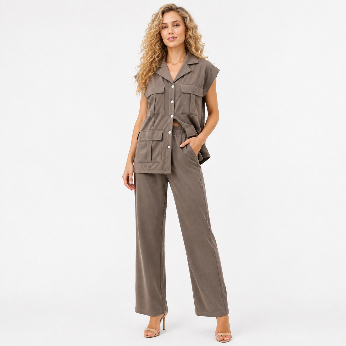 front pocket office wear cord set