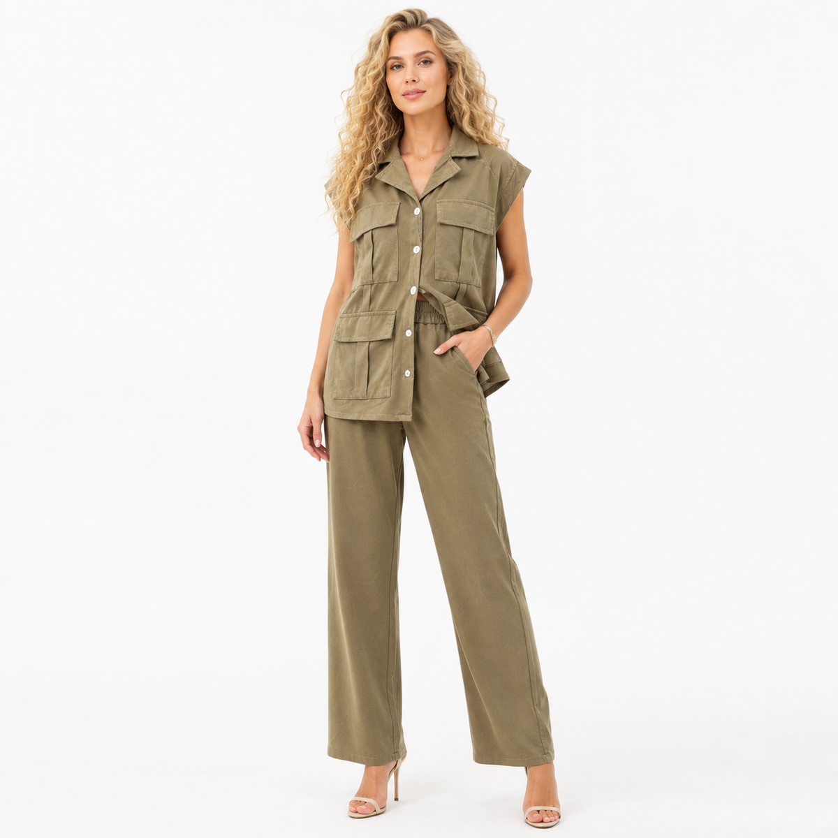 front pocket office wear cord set