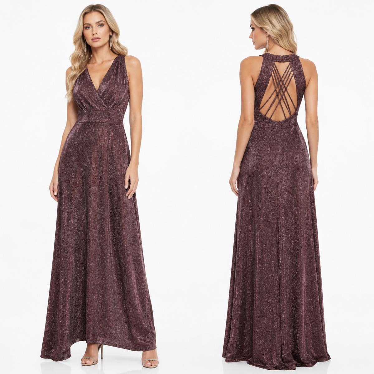 sparkle v neck long dress