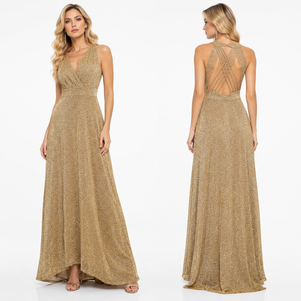 sparkle v neck long dress