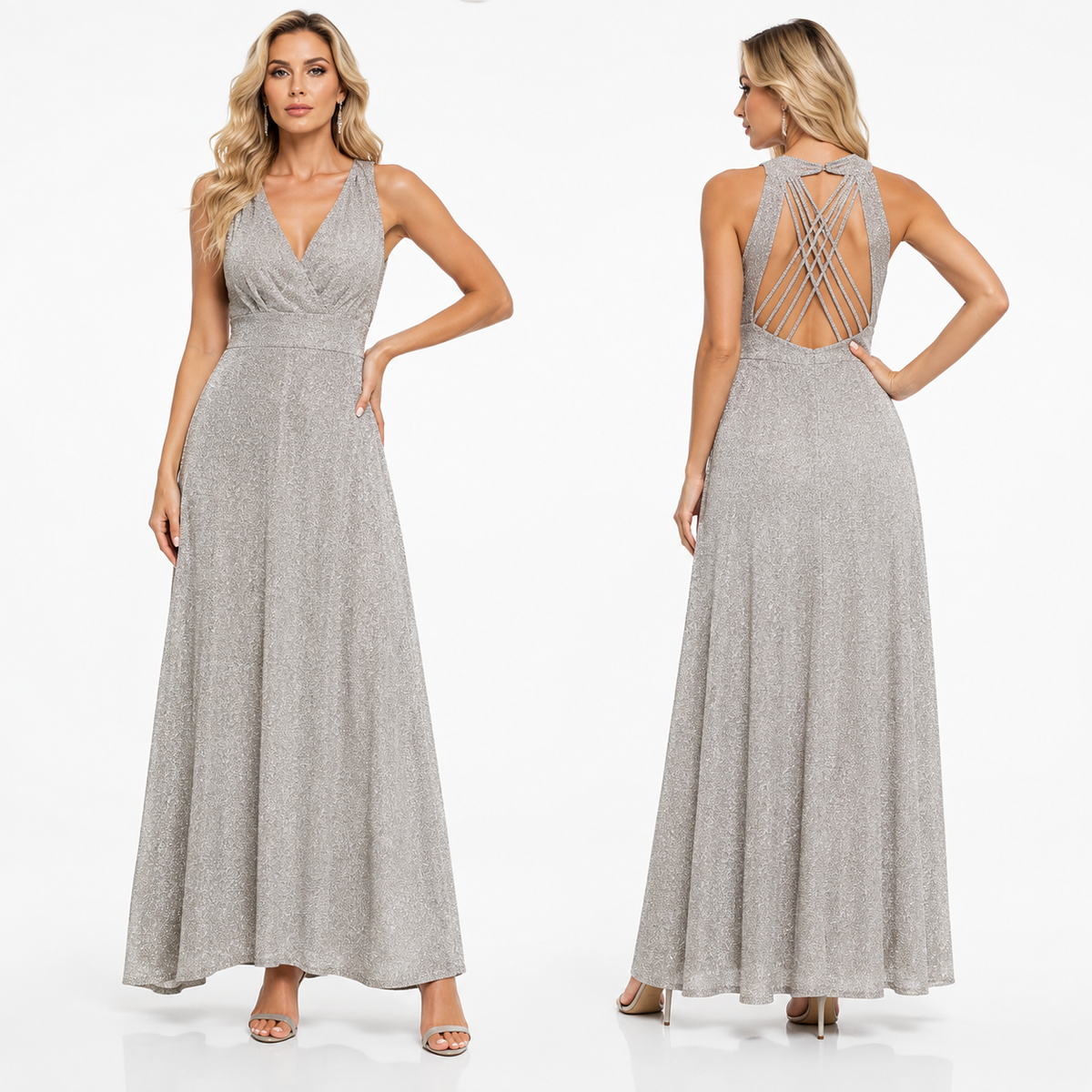 sparkle v neck long dress