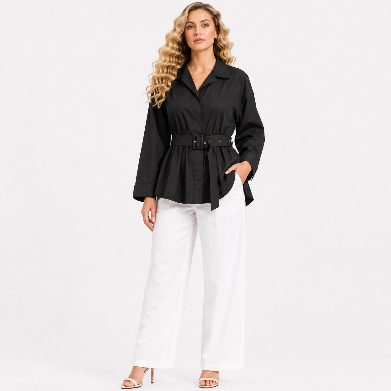puplum style cotton cord set