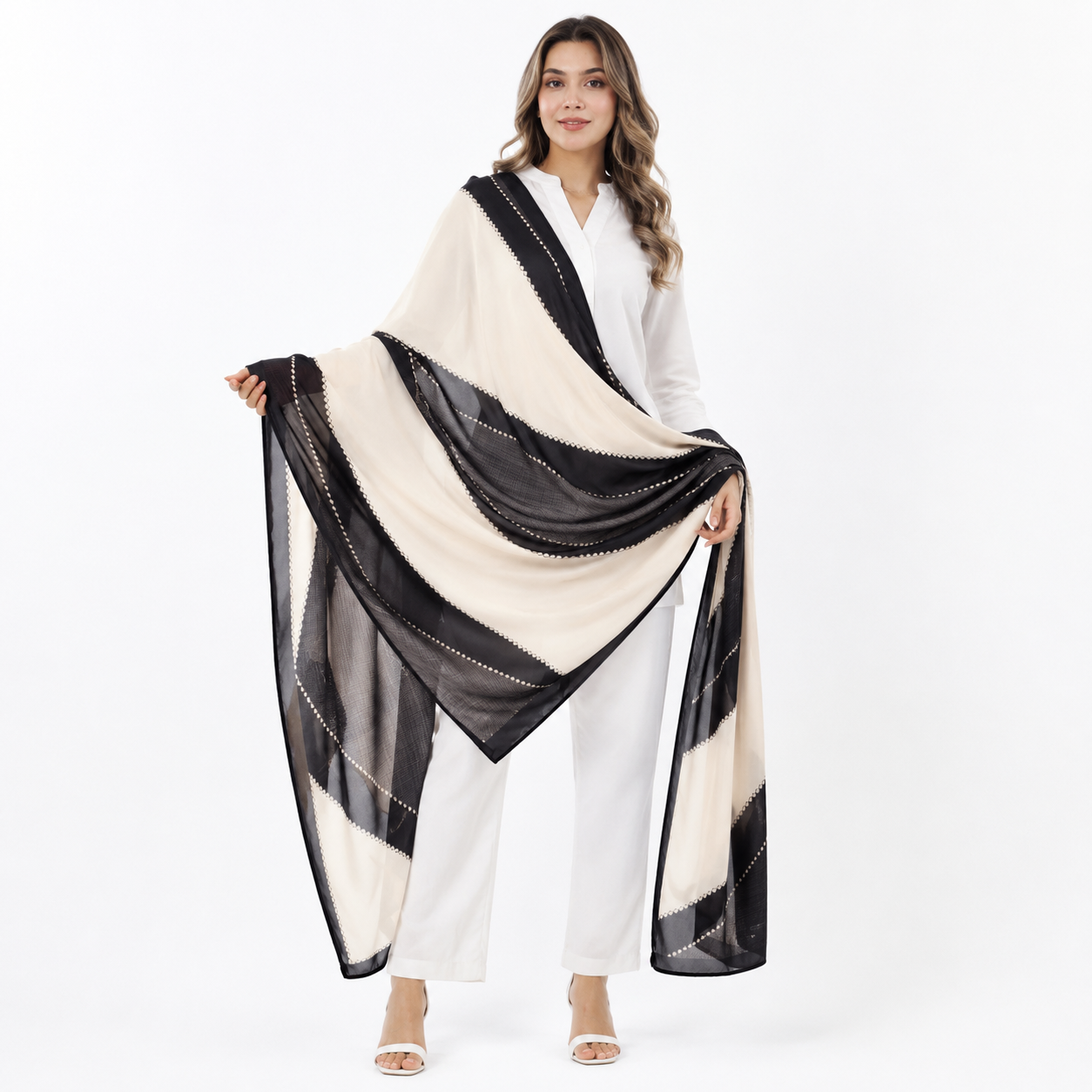 black / white korean scarf
