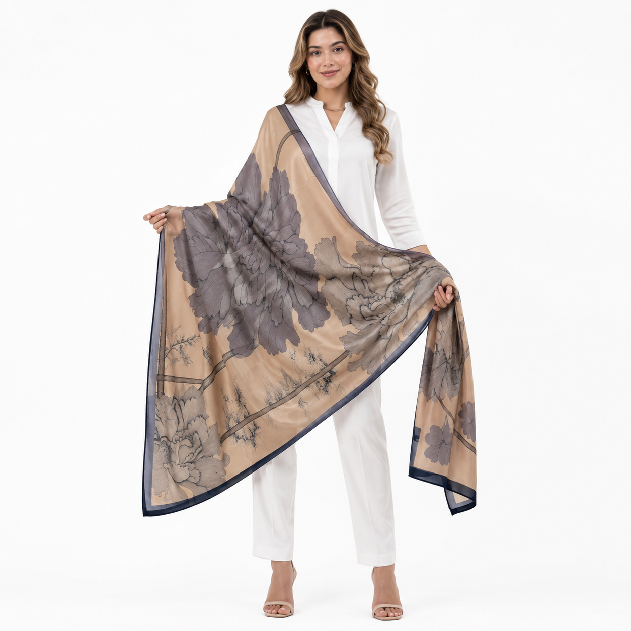 beige color korean scarf