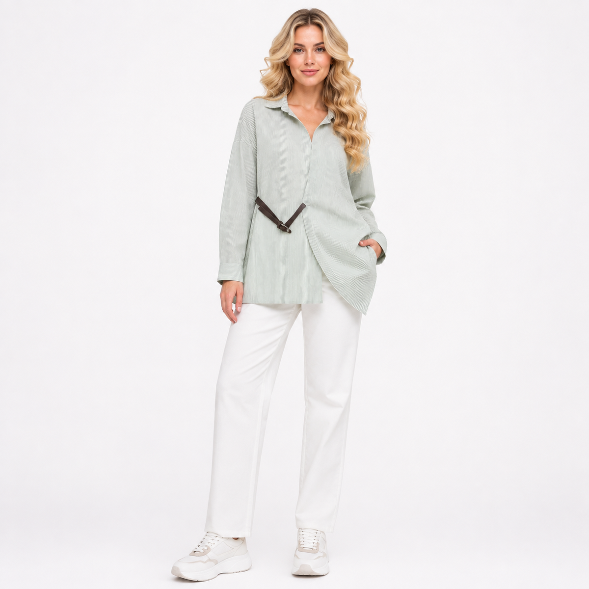 SHIRT STYLE WITH HALF BELT