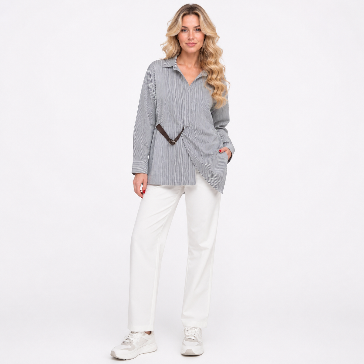 SHIRT STYLE WITH HALF BELT