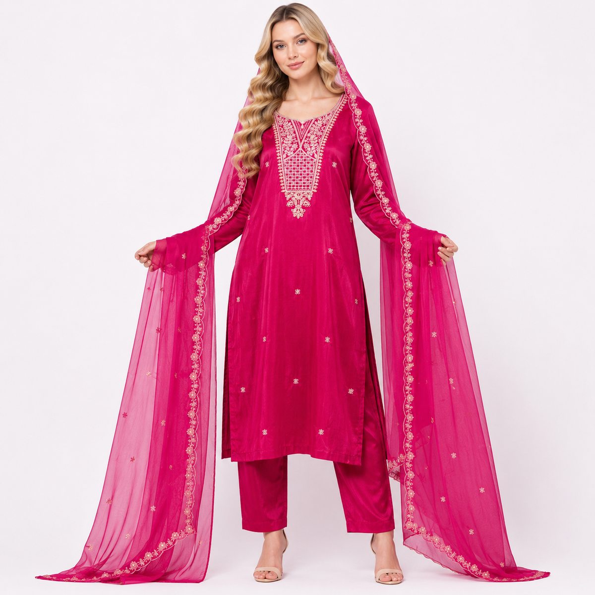 ROSE PINK V DESIGN SUIT