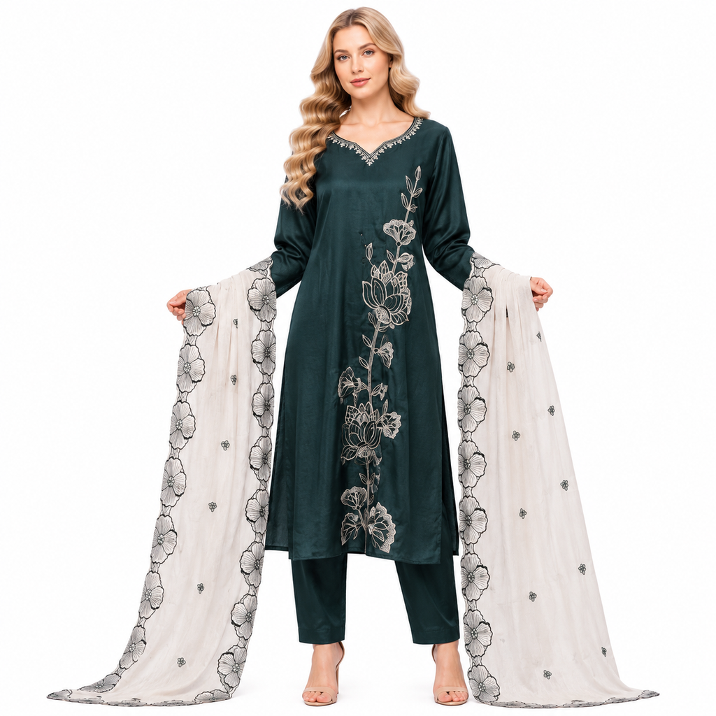 ROSE PATTER CHUNNNI EMBROIDERY SUIT