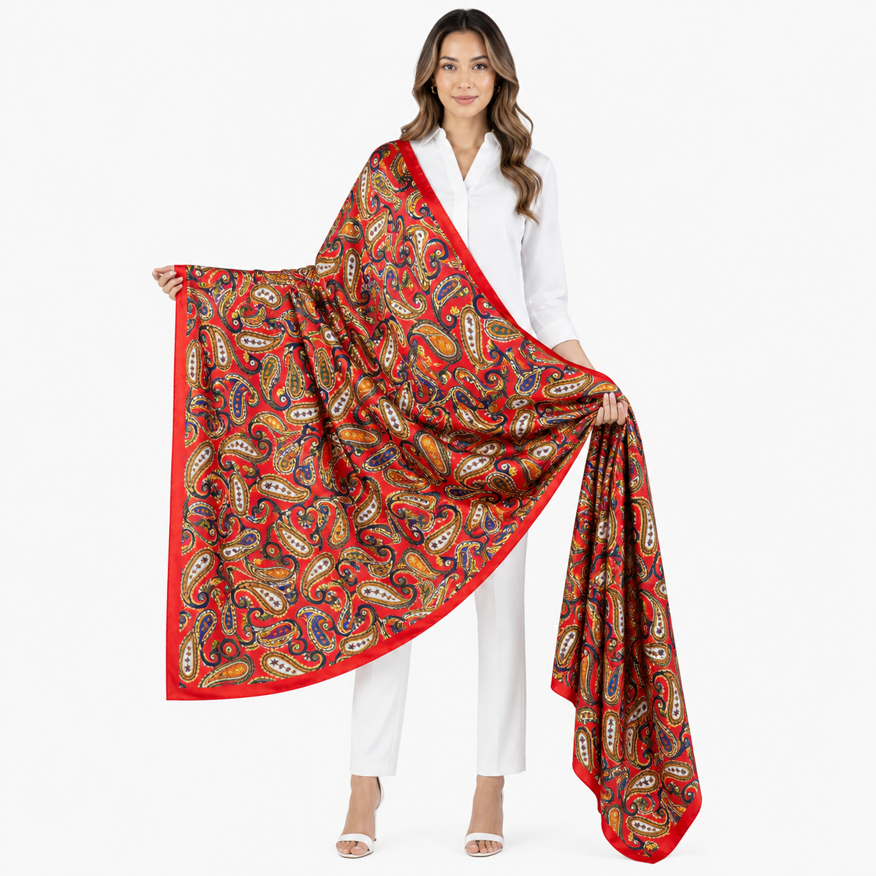 RED PRINTED KOREAN SCARF