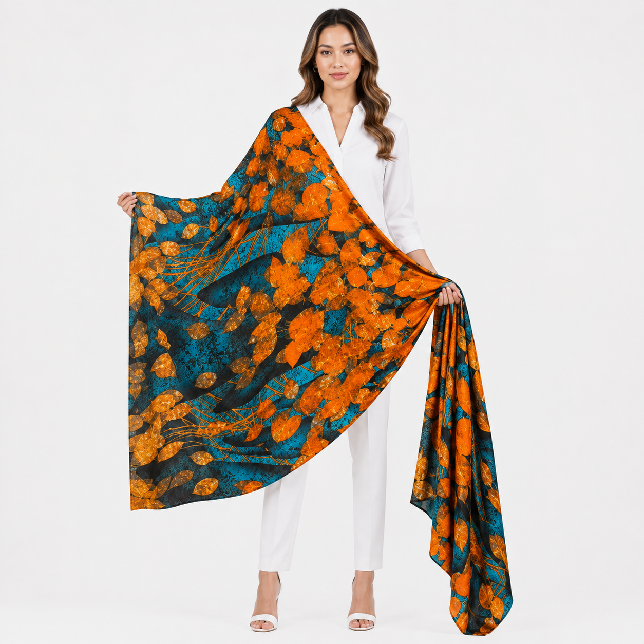 blue/ orange korean scarf