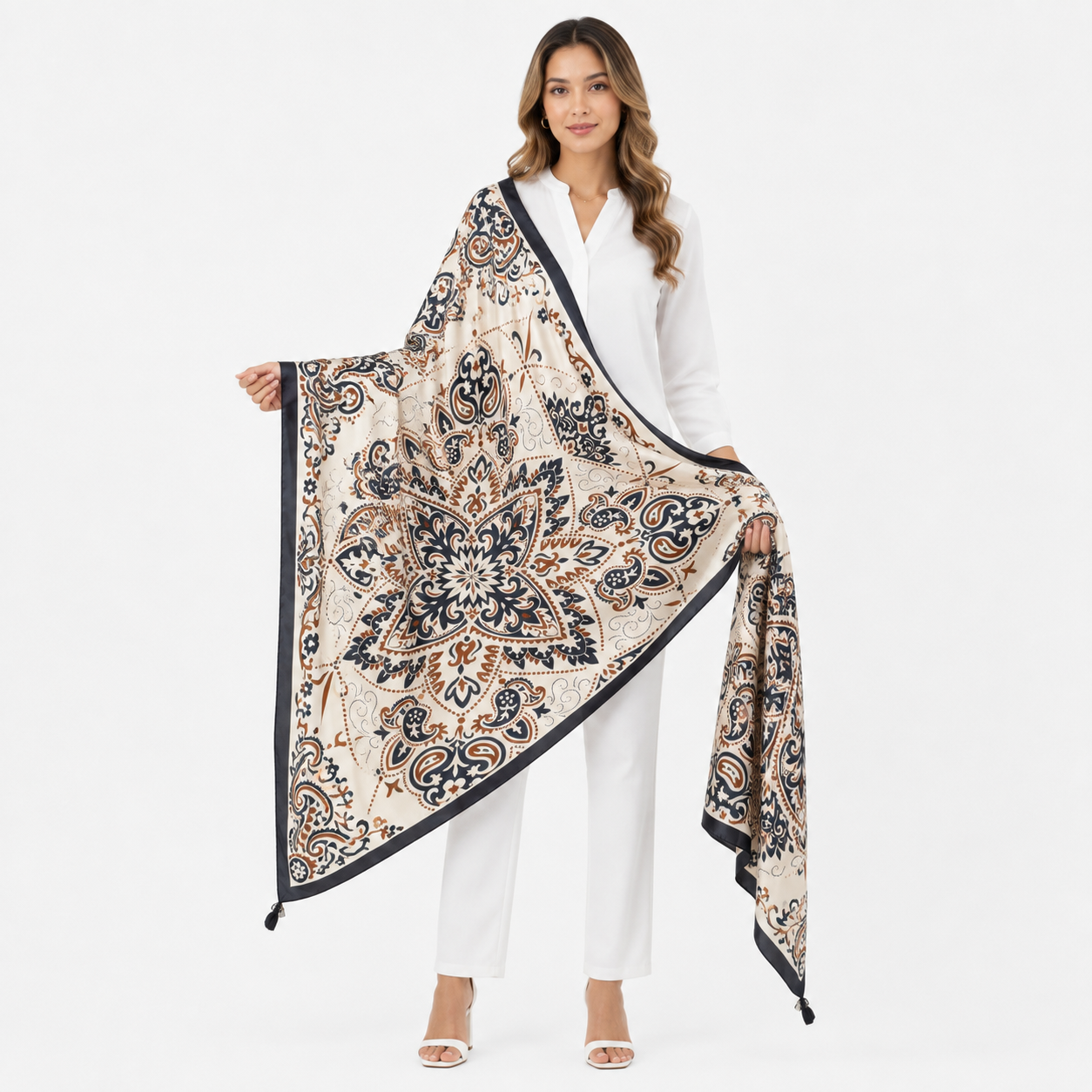 white korean scarf