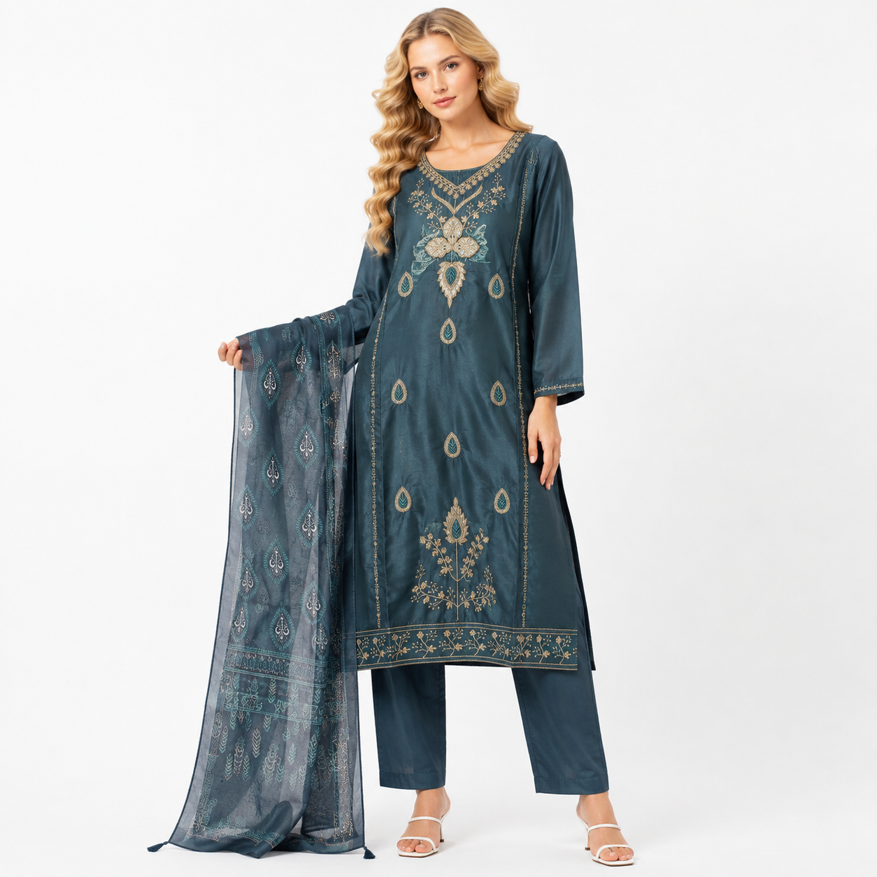 Premium  till blue Chanderi Silk Blend