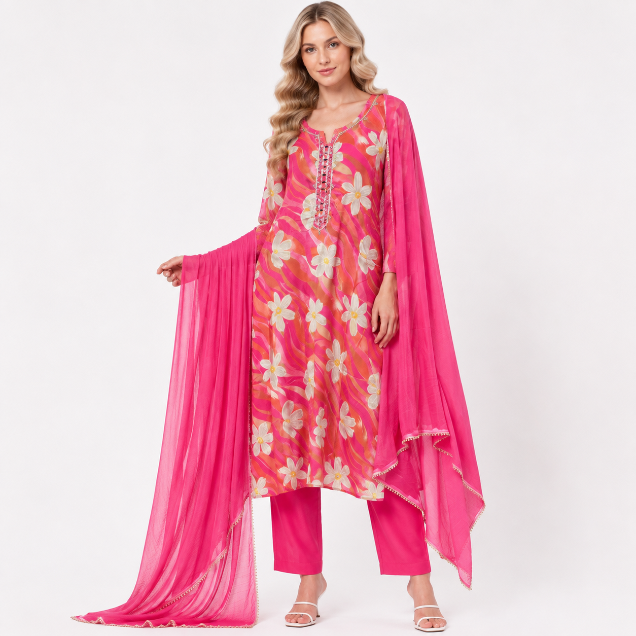 pink cotton printed