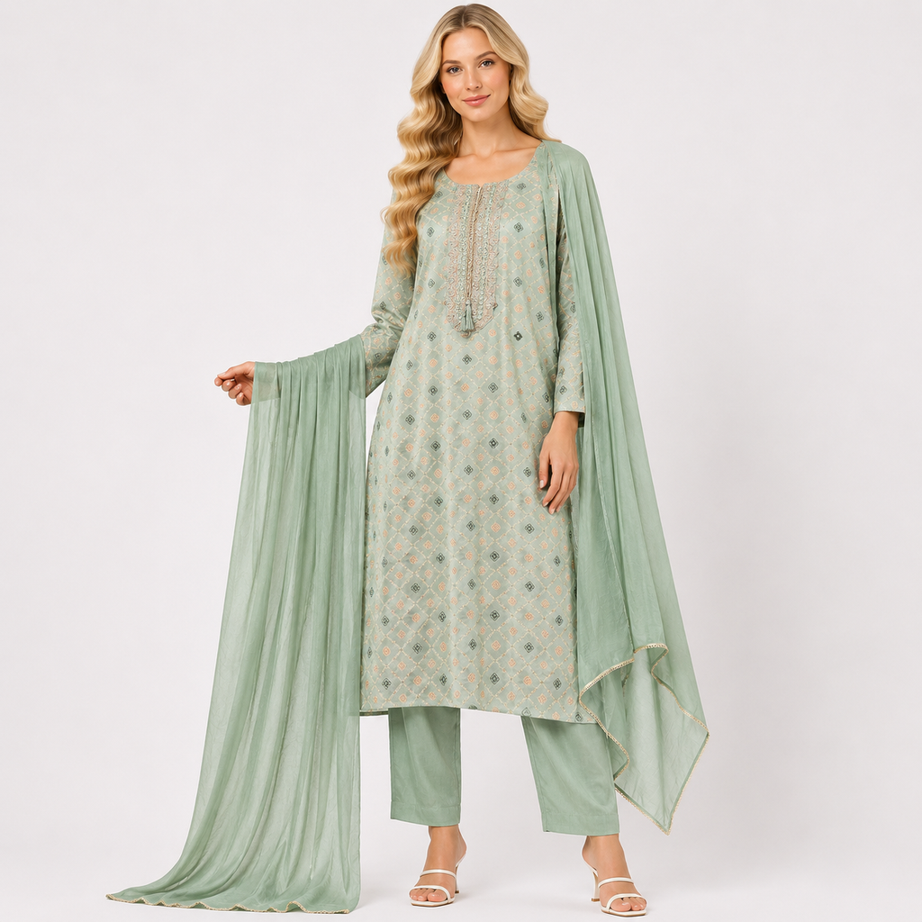 plain chunni with cotton suit
