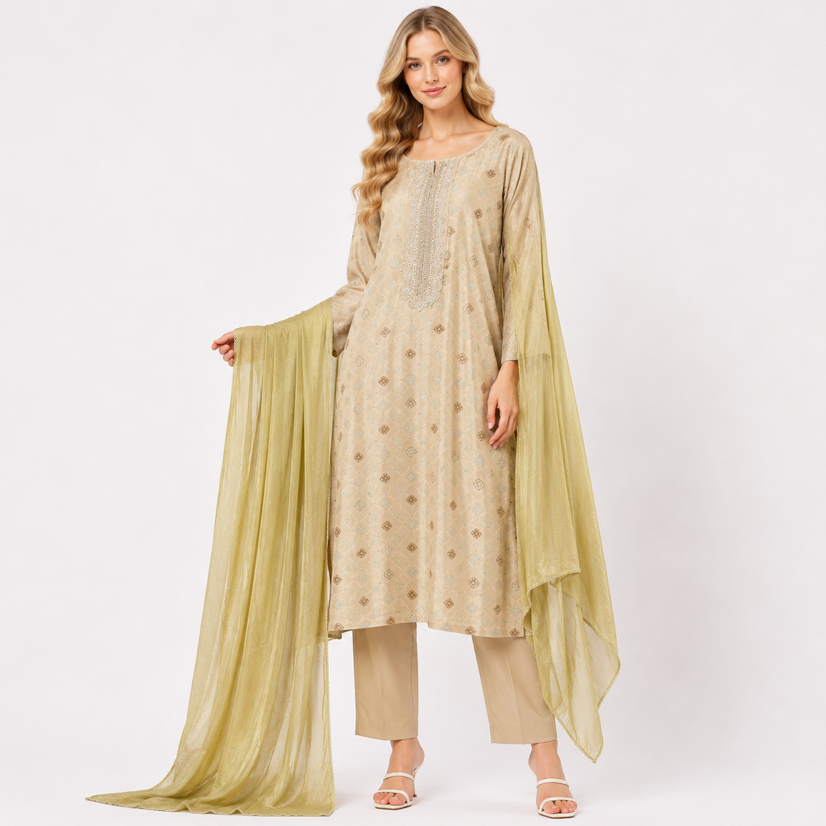 plain chunni with cotton suit