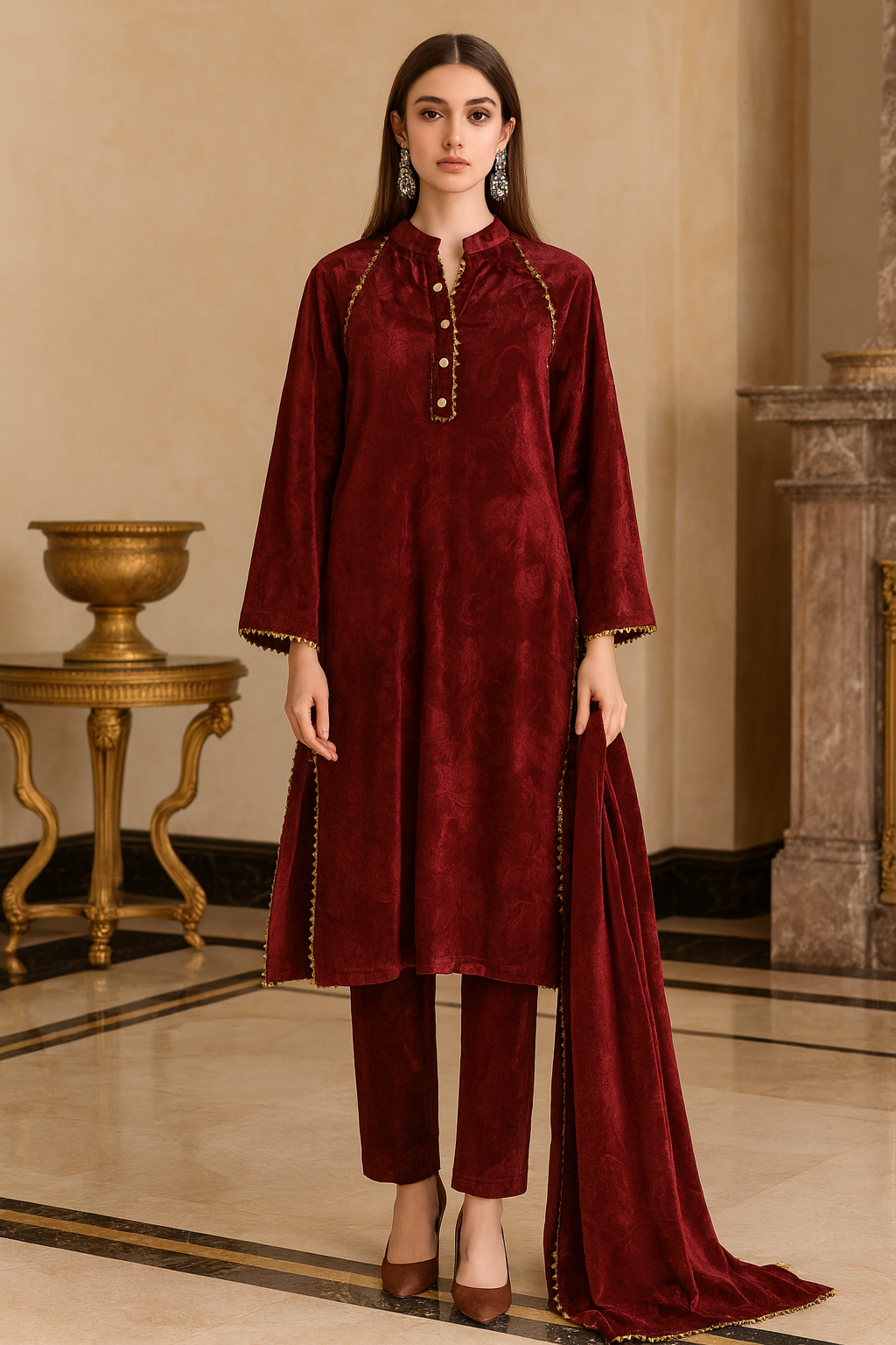 Velvet suit with straight pent Free size till to 2xl