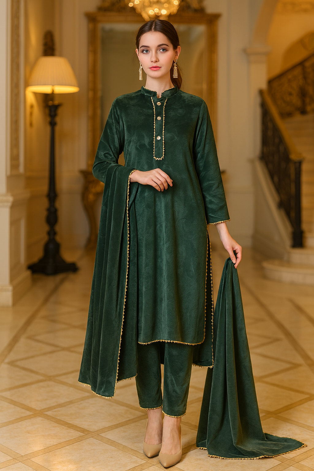 Velvet suit with straight pent Free size till to 2xl