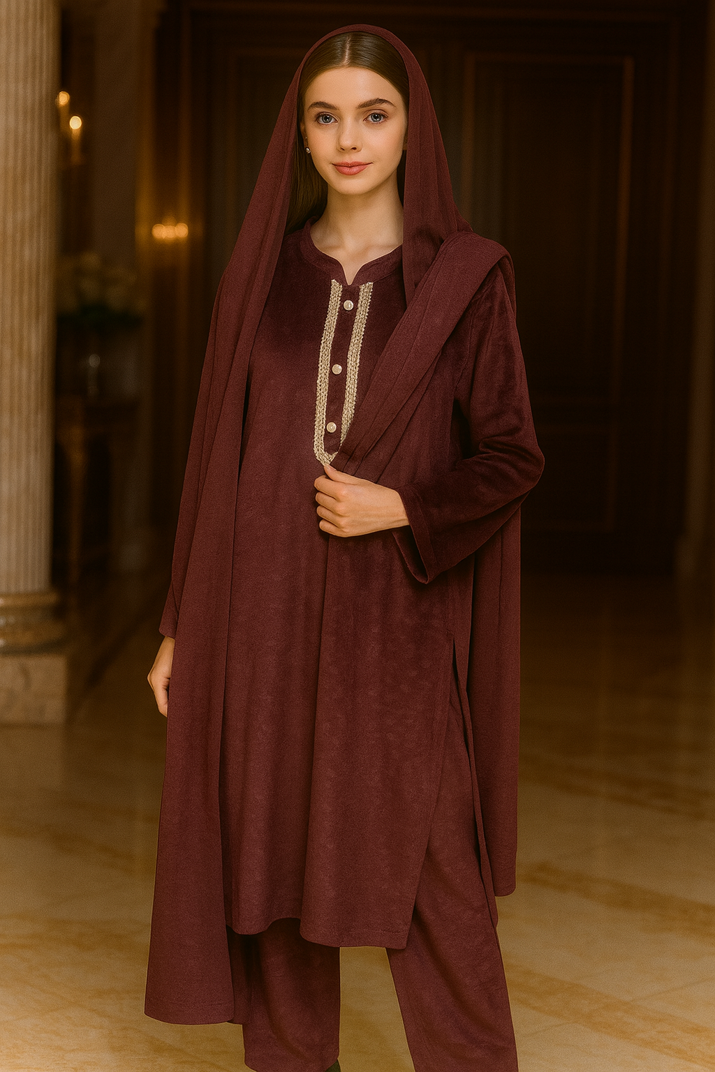 velvet suit with straight pent free size till to xxl