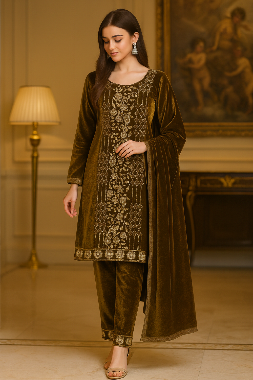 velvet suits flower design free size till to 2xl