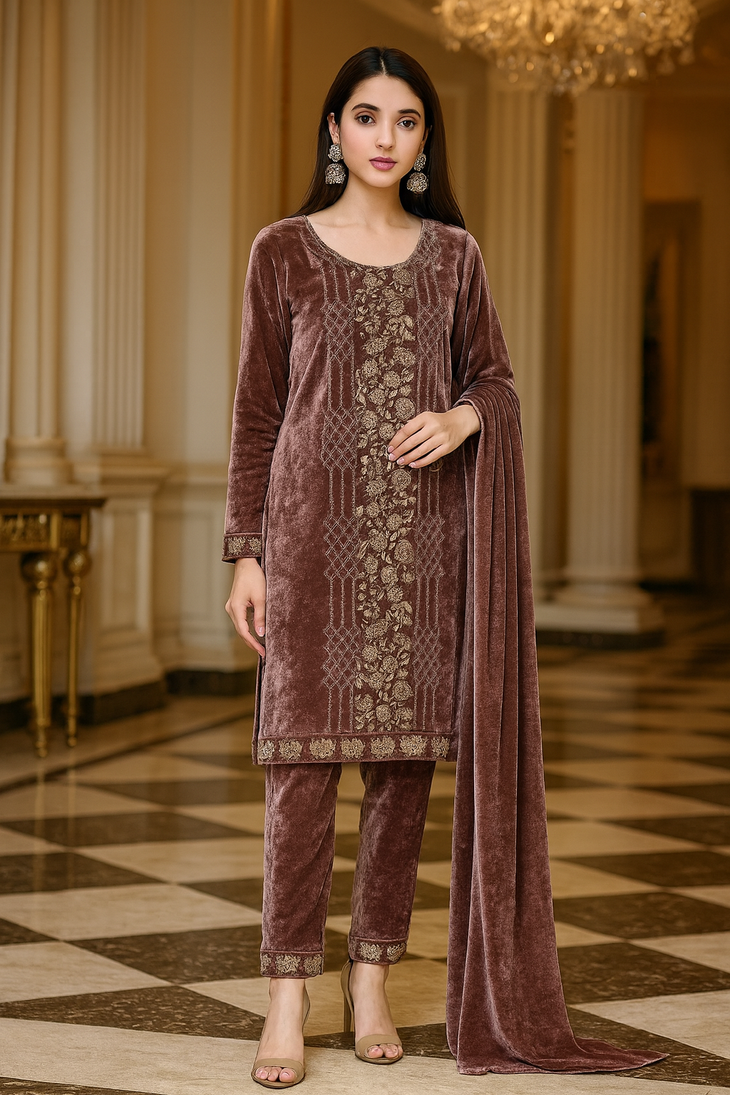 velvet suits flower design free size till to 2xl