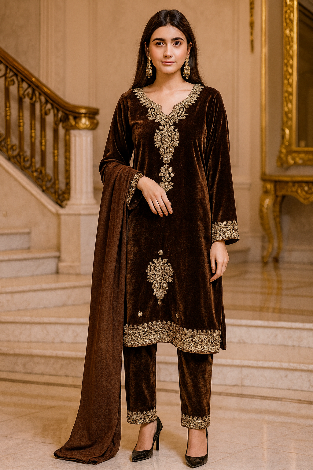 VELVET SUIT FREE SIZE TILL TO 5XL