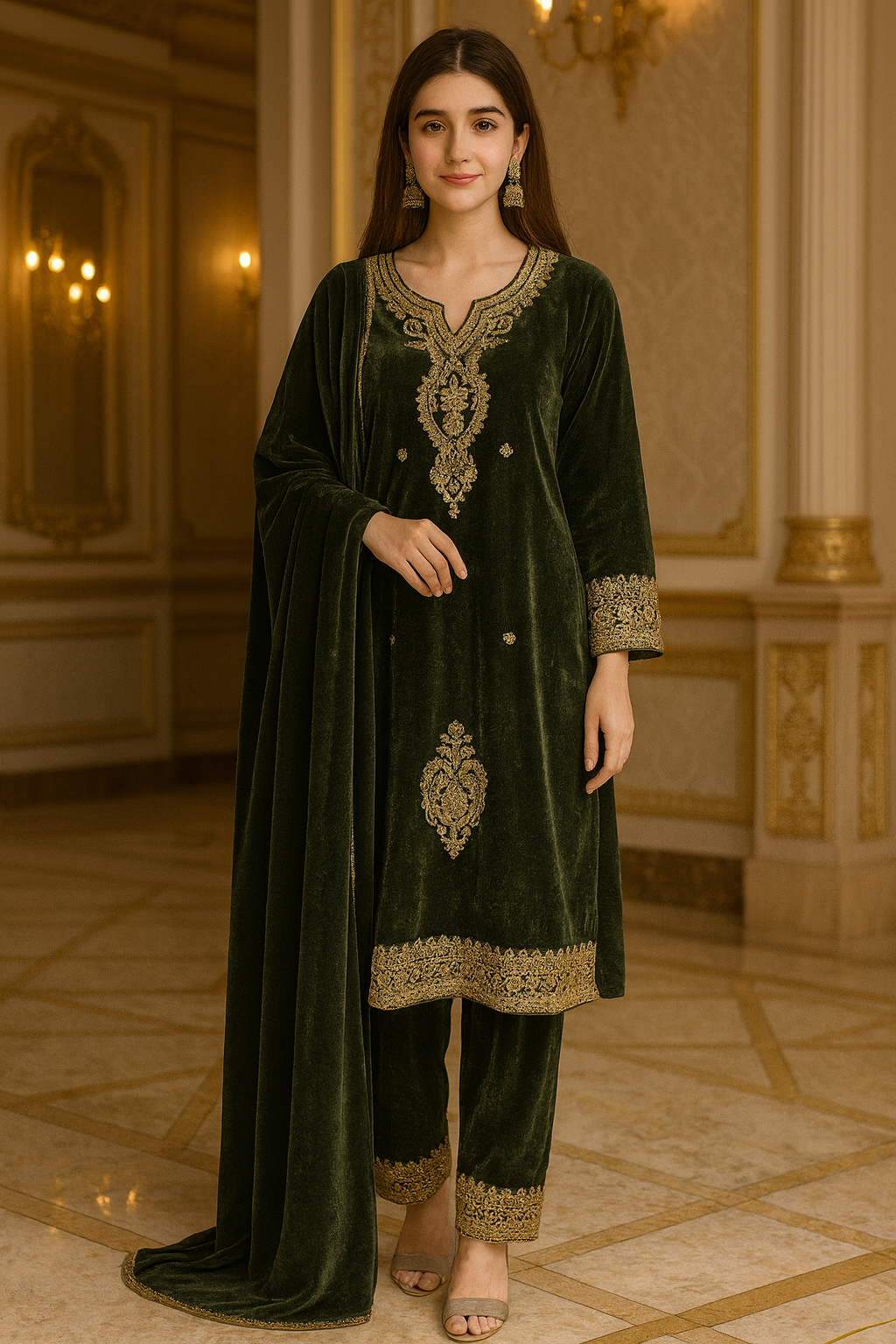 VELVET SUIT FREE SIZE TILL TO 5XL