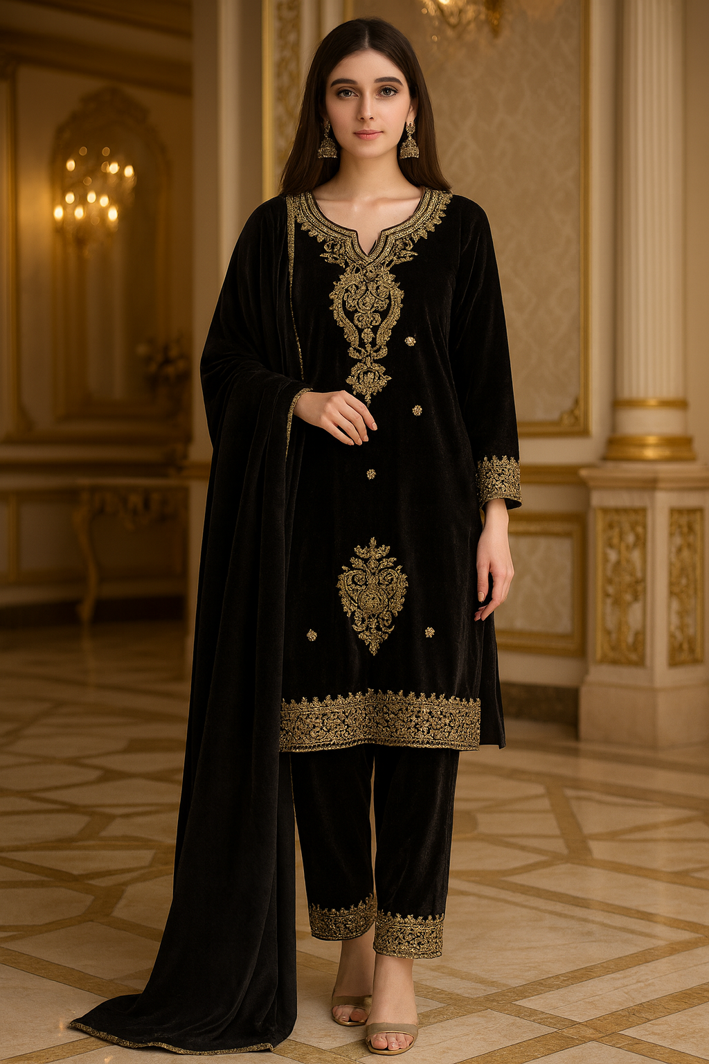 VELVET SUIT FREE SIZE TILL TO 5XL