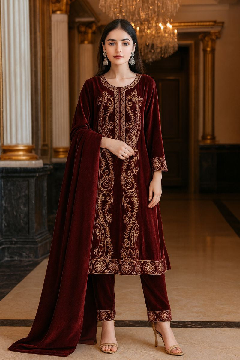 velvet suits flower design free size till to 2xl