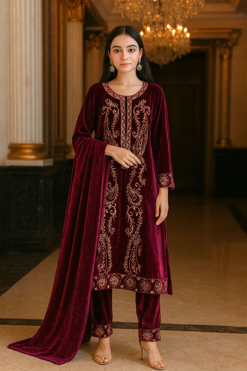 velvet suits flower design free size till to 2xl