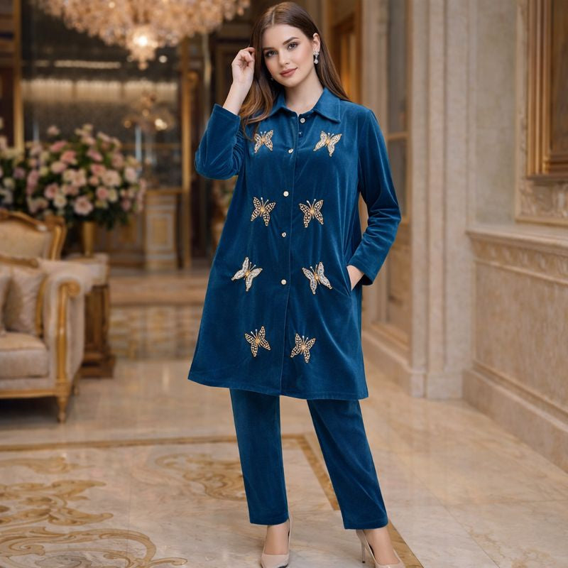 velvet butterfly coat set free size till to xl