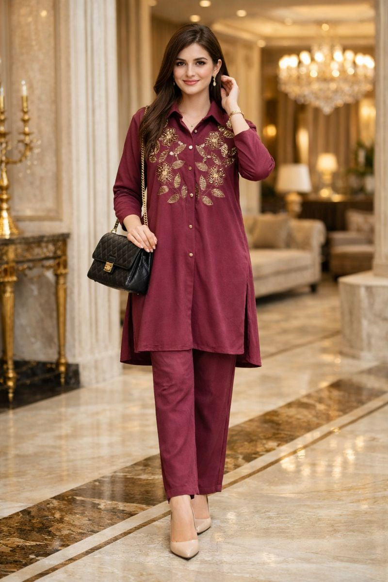 ZARI WORK CORD SET FREE SIZE TILL TO XL