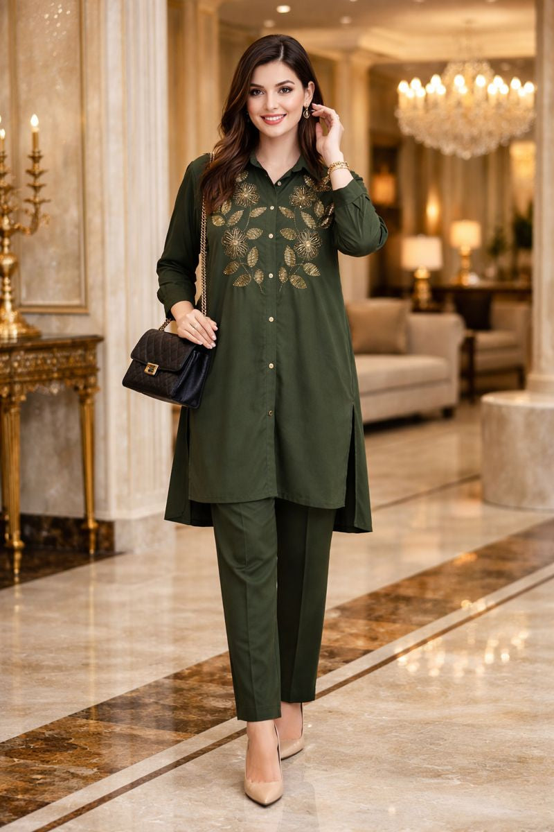 ZARI WORK CORD SET FREE SIZE TILL TO XL