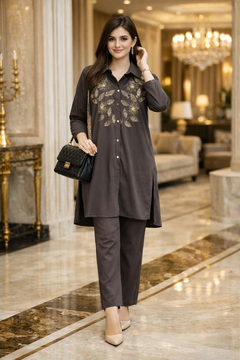 ZARI WORK CORD SET FREE SIZE TILL TO XL