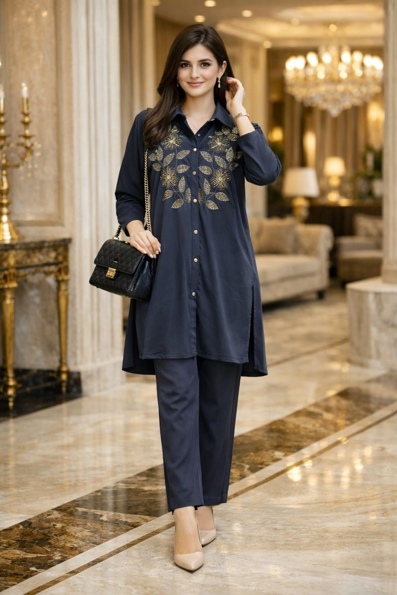 ZARI WORK CORD SET FREE SIZE TILL TO XL