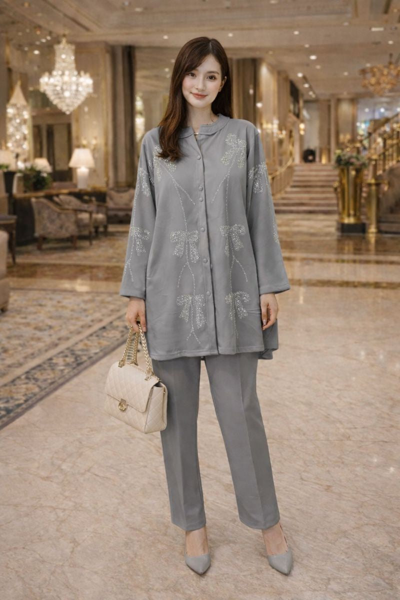 Big bow velvet cord set free size till to 5xl