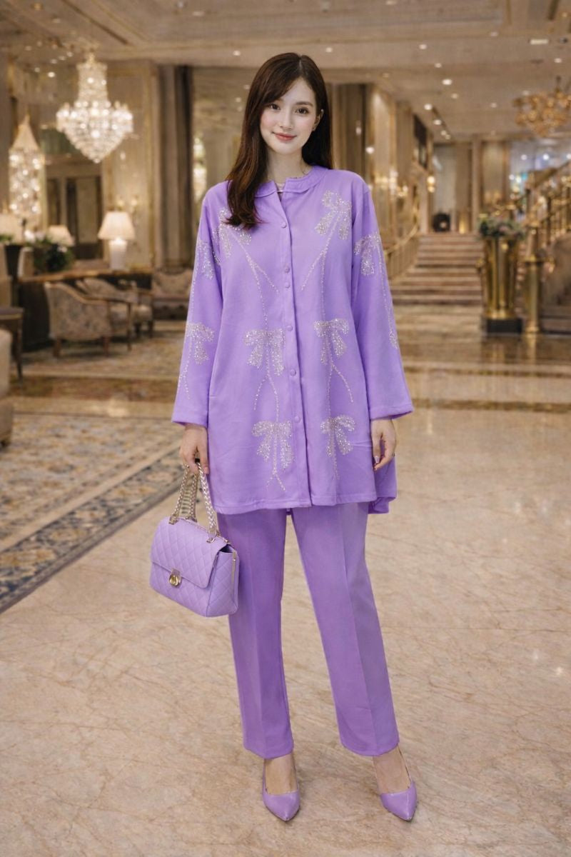 Big bow velvet cord set free size till to 5xl